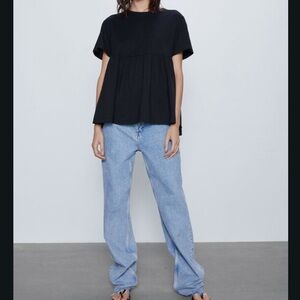 ZARA Black Peplum Top Medium